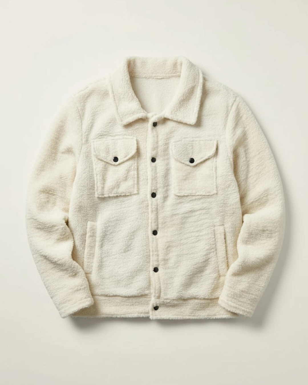 01 کت تدی (بافت پشمی) مردانه سفید - Image 1